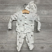 LS Ribbed Snap Up Shirt & Footed Pants W/ Hat Camping 0-3m