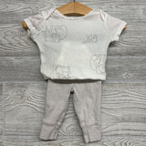Bodysuit, LS Bodysuit & Pants Stripes Elephants 3m