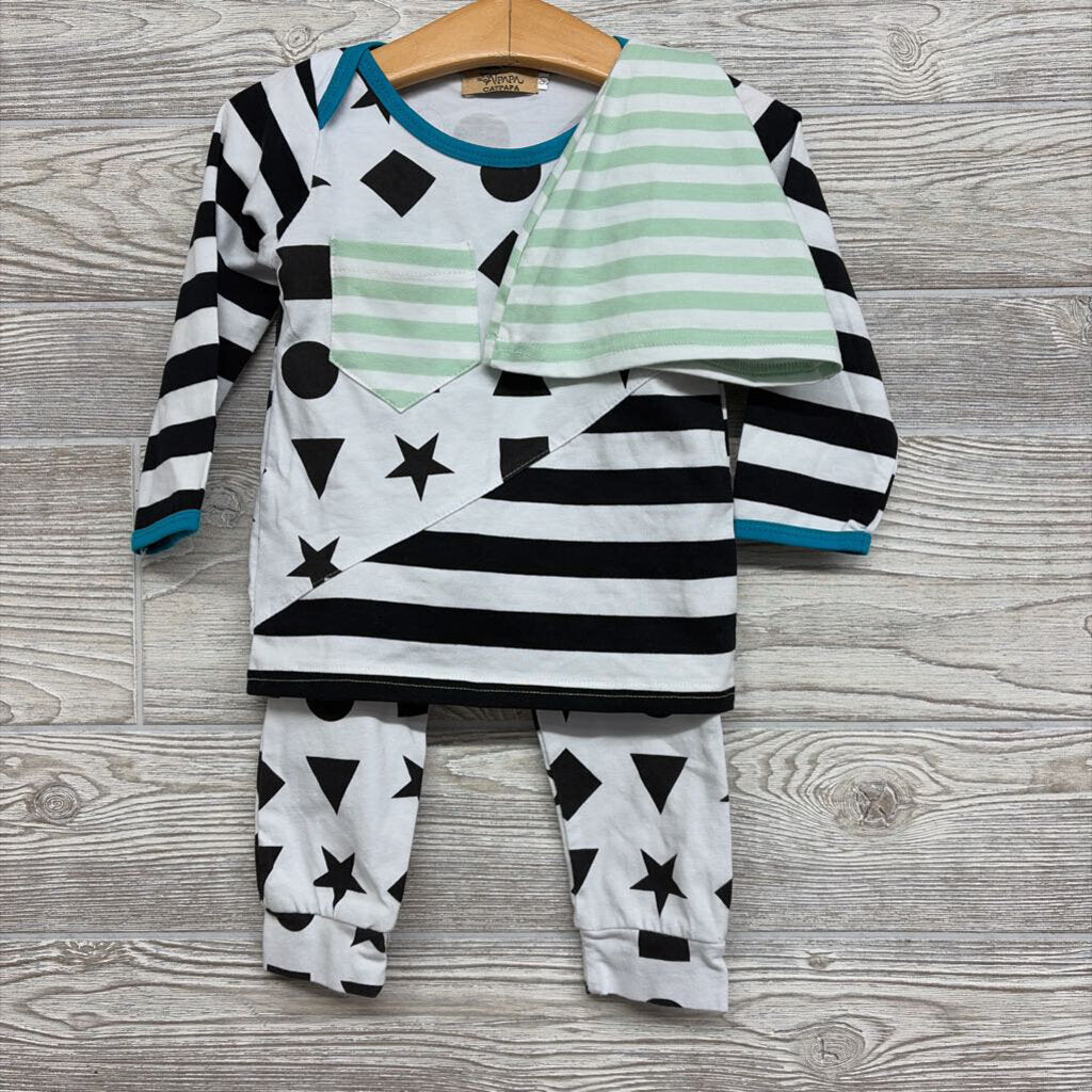 NEW LS Shirt & Pants W/ Hat Stripes Shapes 18m