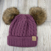 Knit Hat W/ Poms