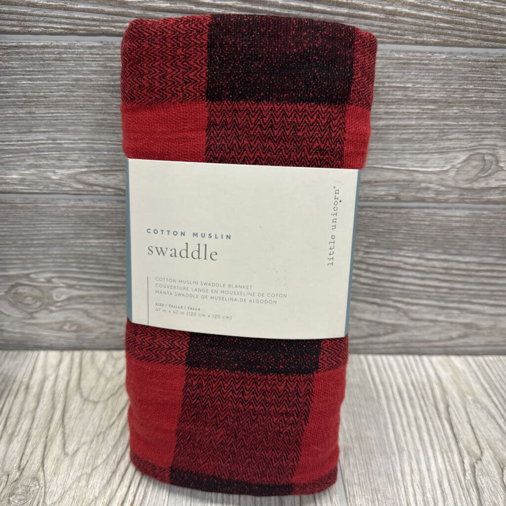 NEW Cotton Muslin Swaddle Blanket Buffalo Plaid