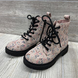 Side Zip Combat Boots Flowers