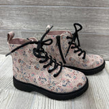 Side Zip Combat Boots Flowers