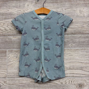 Snap Front Shorty Romper Whales 3M