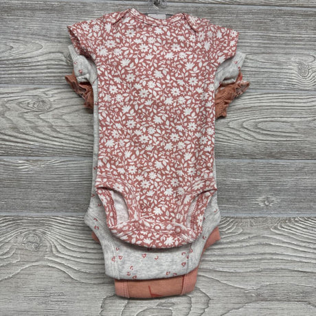 NEW 3 Pk Bodysuits Flowers NB