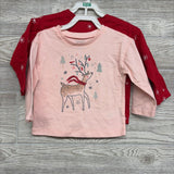 NEW 2 Pk Shirts Deer & Snowflakes 18M