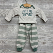 LS Bodysuit & Pants Just A Boy In Love With His Mama Stripes 9m