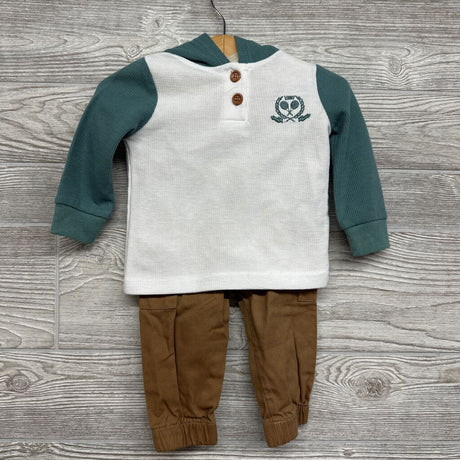 LS Thermal Henley W/ Hood, LS Shirt & Joggers Tennis 6-9m