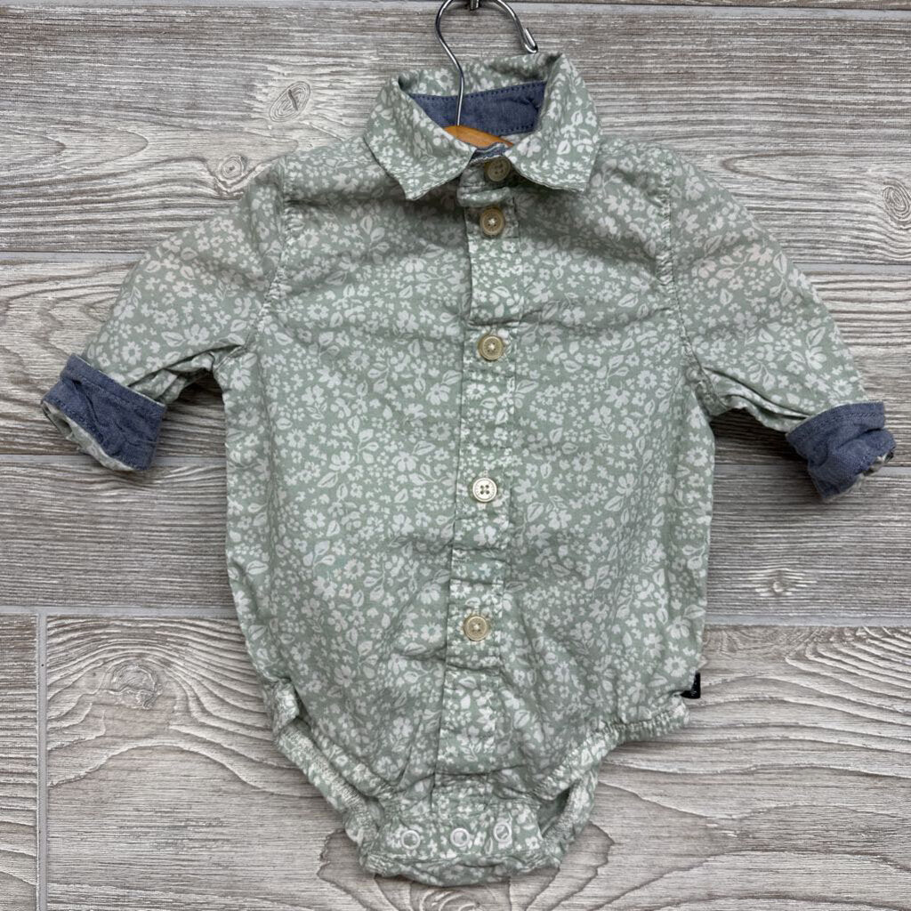 LS Button Up Bodysuit Flowers 6m