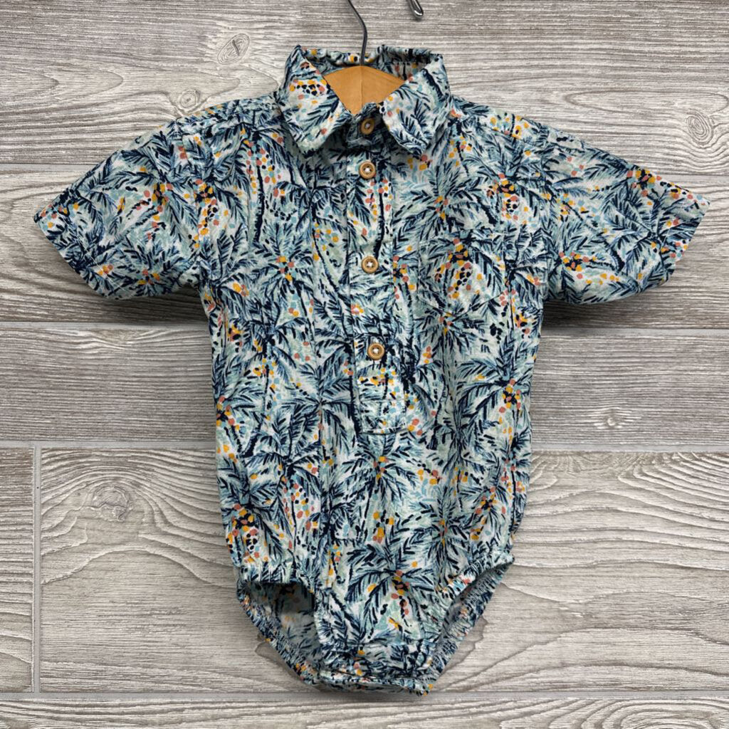 Button Up Bodysuit Palm Trees 6-9m