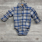 LS Plaid Button Up Flannel Bodysuit 6m