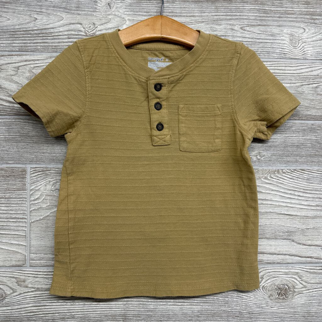 Textured Henley Shirt Chest Pocket 3t
