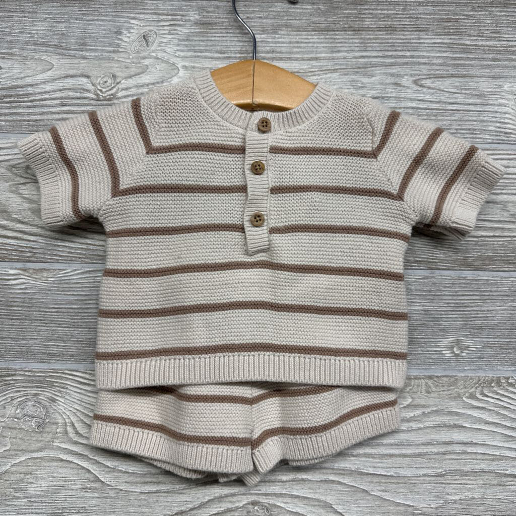 SS Henley Sweater & Shorts Stripes 3m