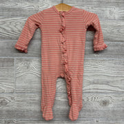 Striped Ribbed Outfit Ruffle Zipper 3M