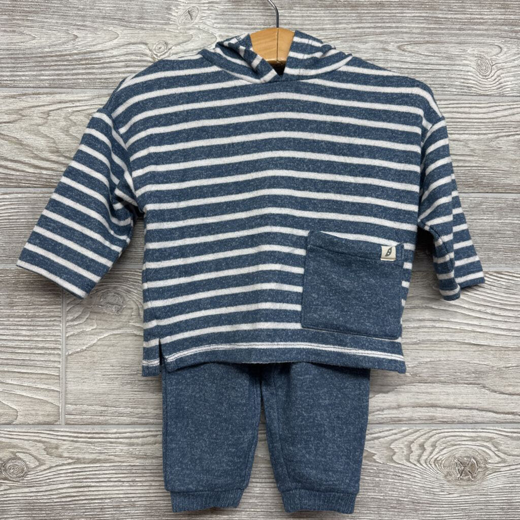 Hacci Pullover W/ Hood & Joggers Stripes 6-9m