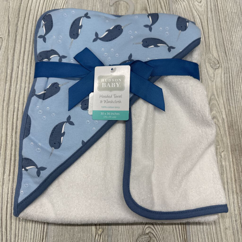 NEW Hooded Towel & Washcloth Narwhals