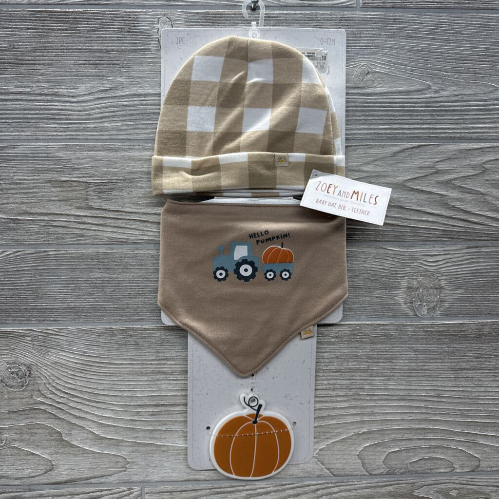 NEW Hat, Bandana Bib & Pumpkin Teether