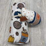 NEW Muslin Blanket & Latte Rattle Leaves Acorns