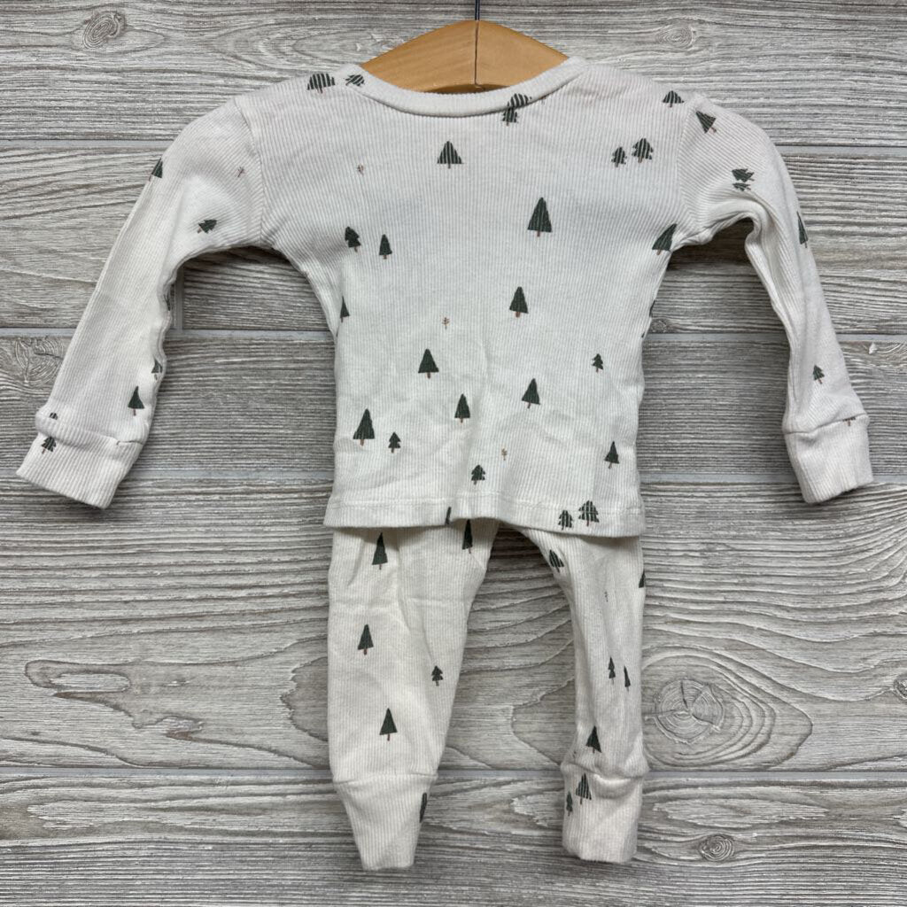 LS Ribbed Shirt & Pants Trees 0-3m