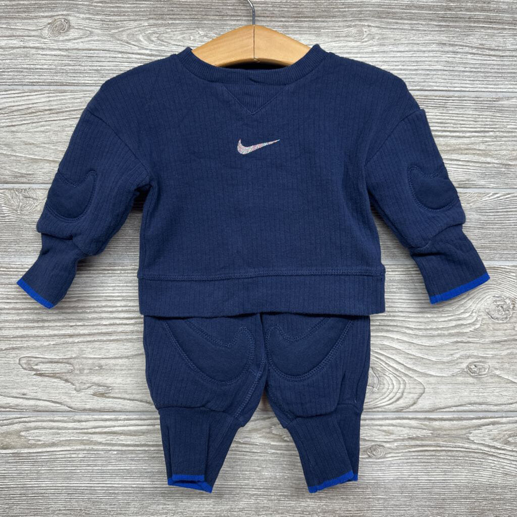 Ribbed Crewneck & Joggers Embroidered Swoosh 6m