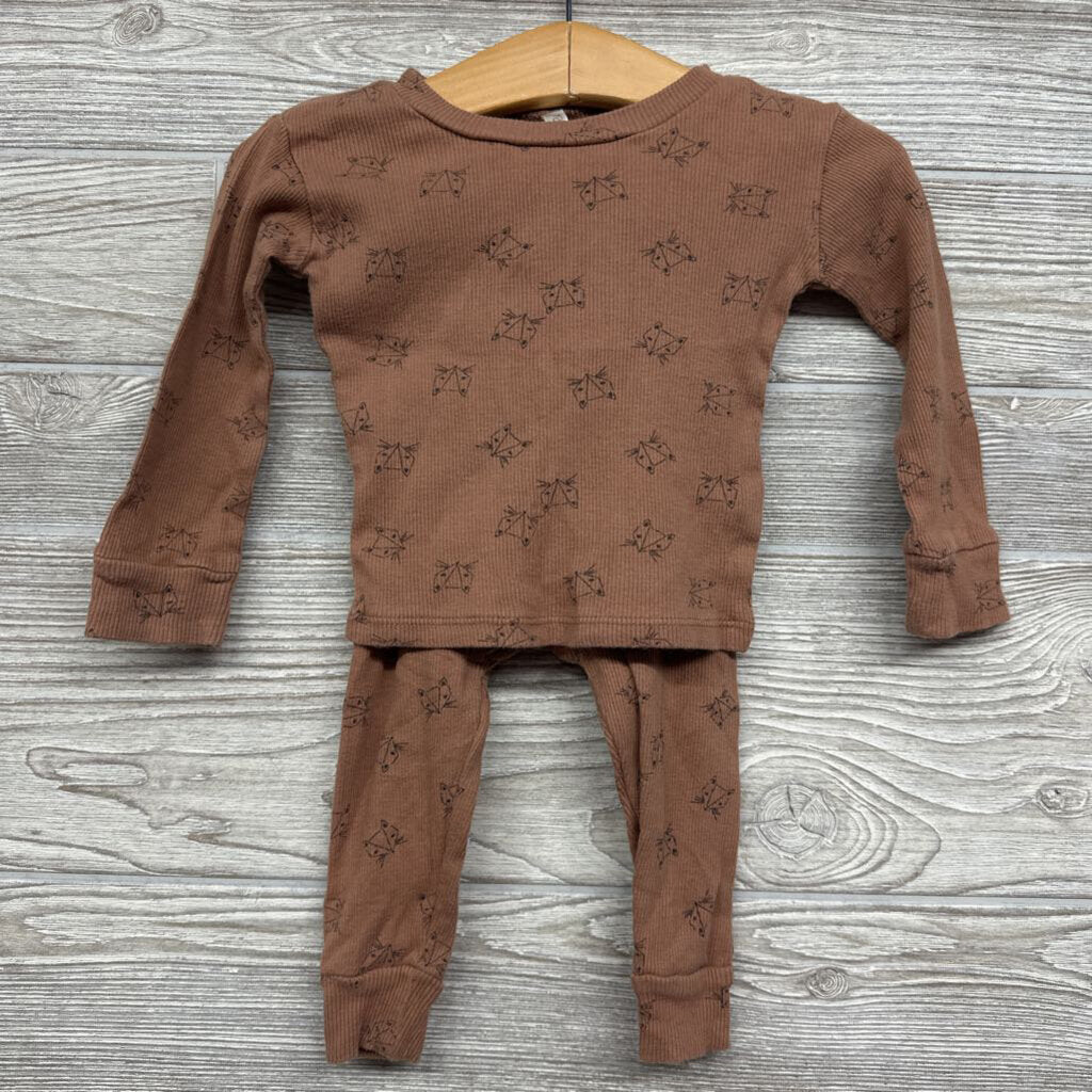 LS Ribbed Shirt & Pants Fox 3-6m