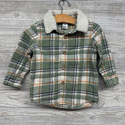 Sherpa Collar Plaid Button Up Shirt 18M