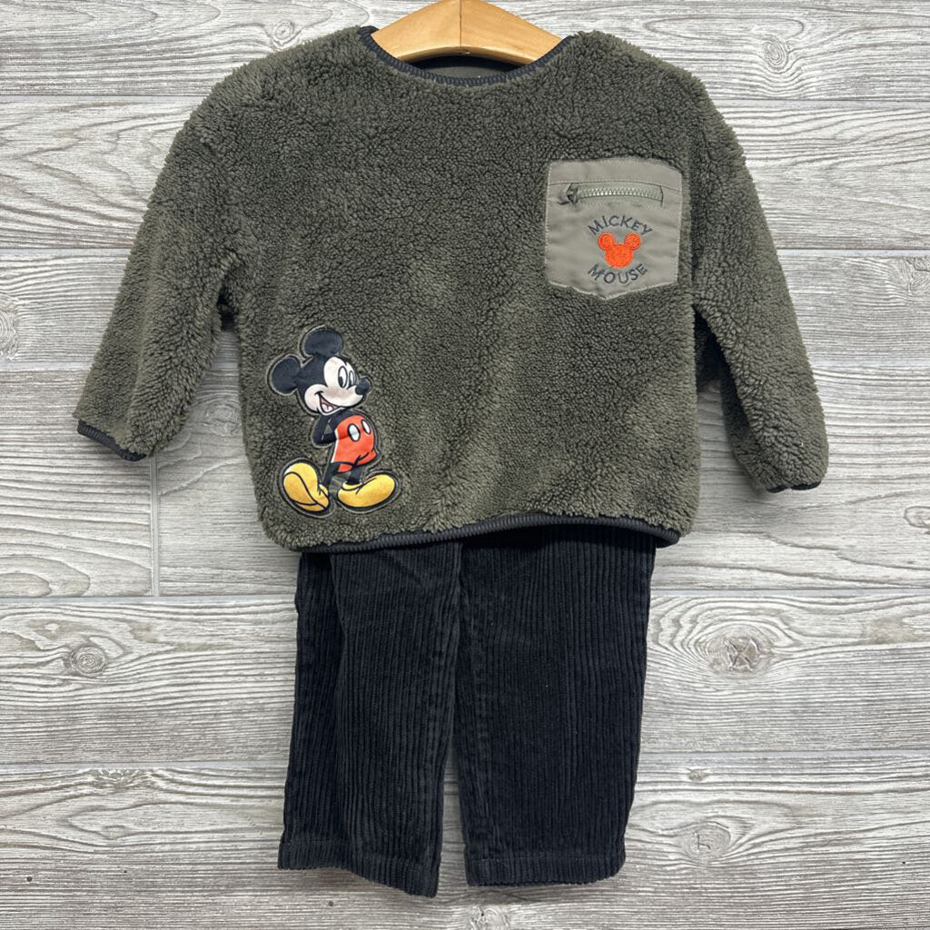 Plush Shirt Mickey Mouse & Ribbed Pants 18M