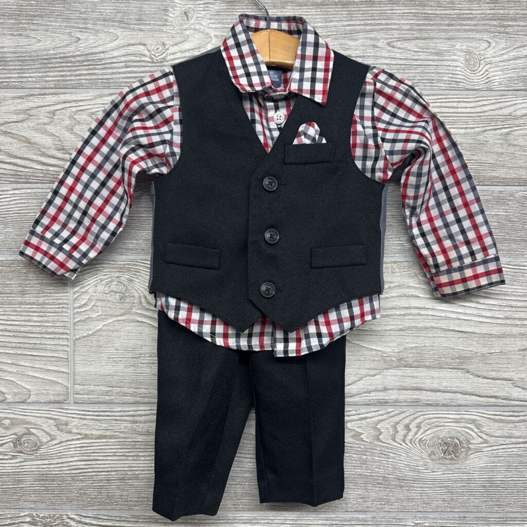 3 Pc Suit Set Gingham 6-9M