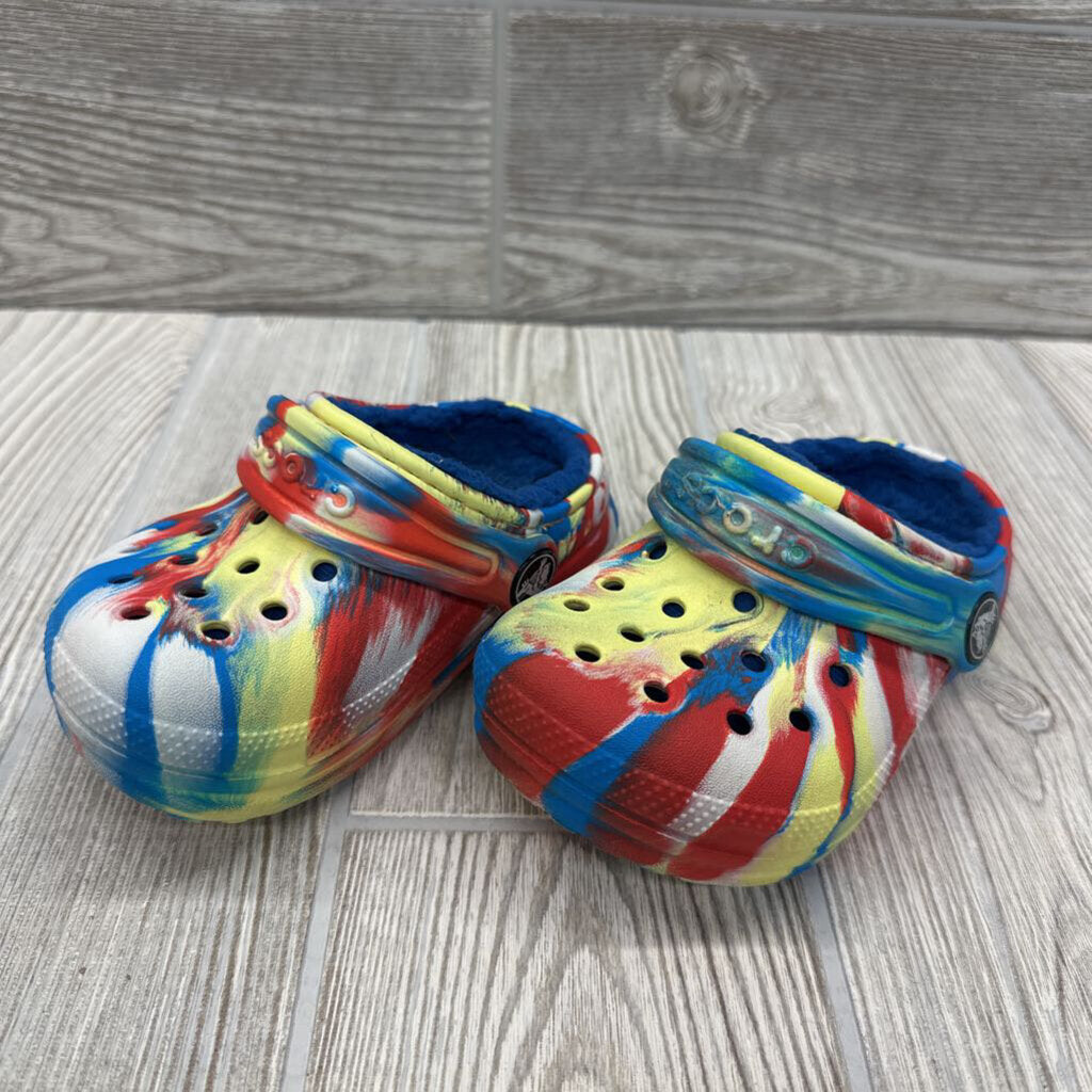 Fleece Lined Clog Shoes Tie Dye 5c