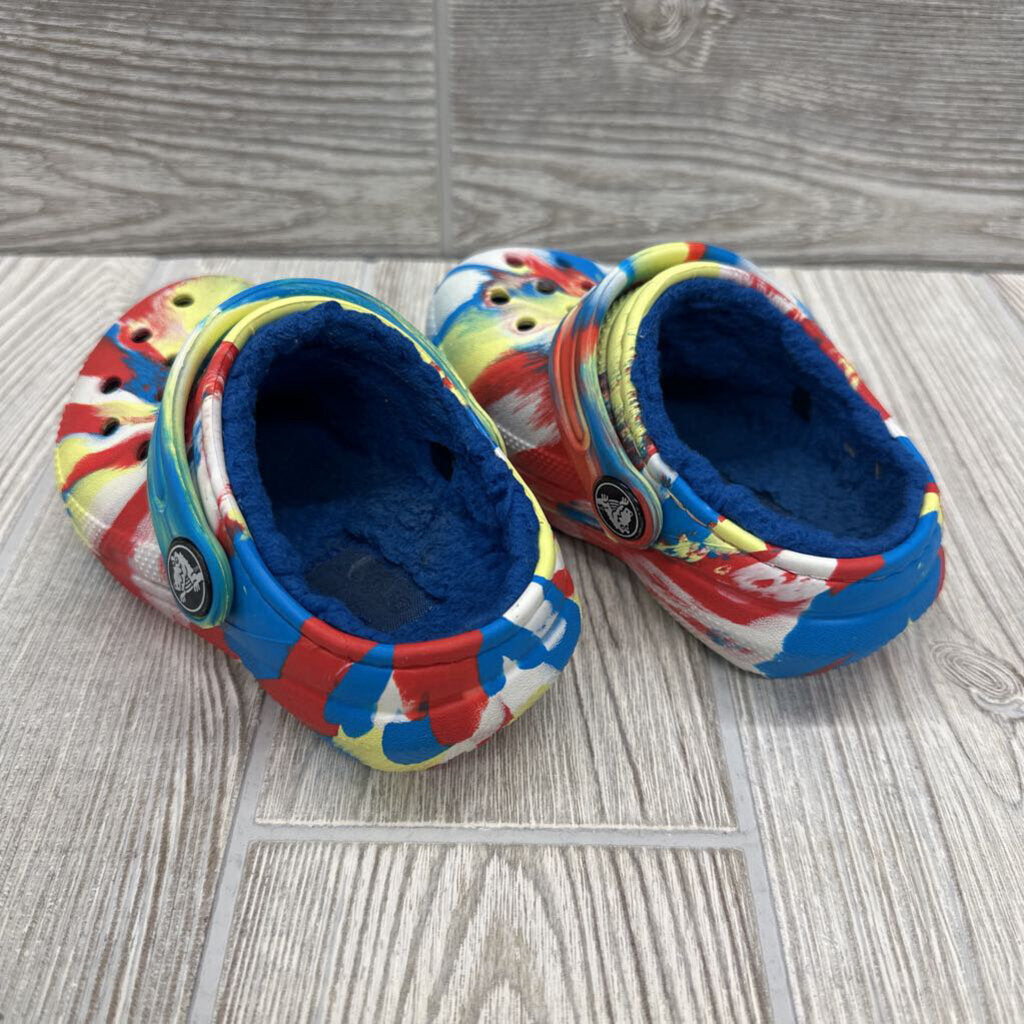 Fleece Lined Clog Shoes Tie Dye 5c