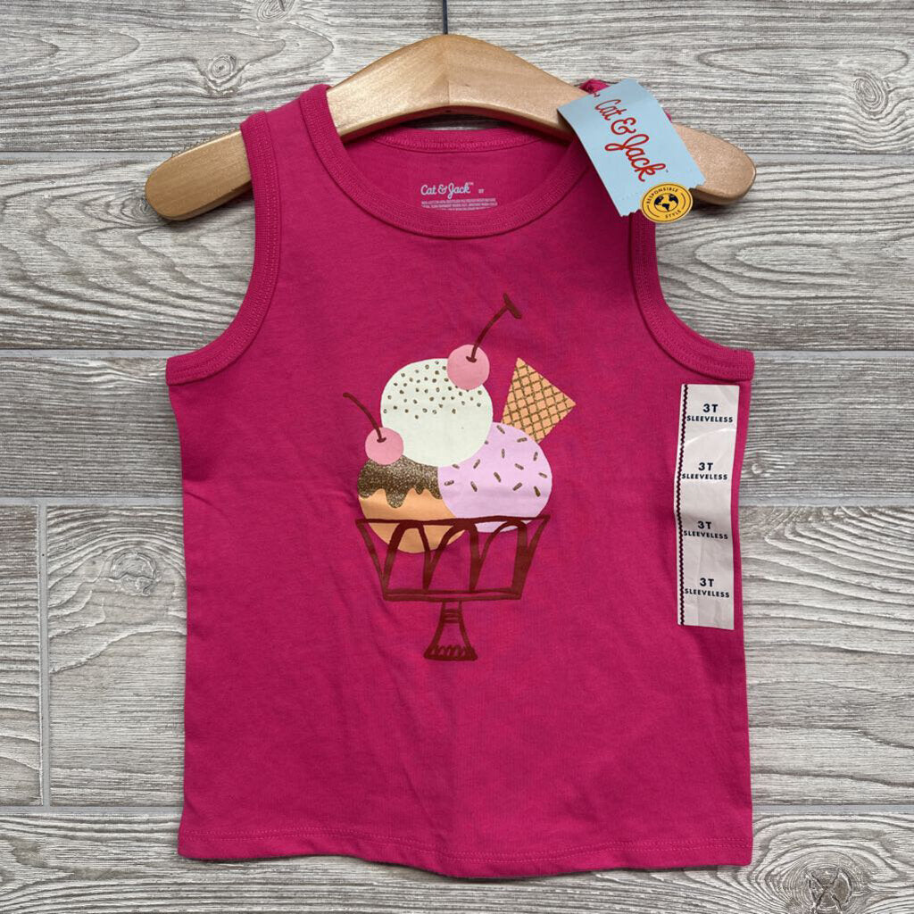 NEW Tank Top Ice Cream Cone Glitter 3t