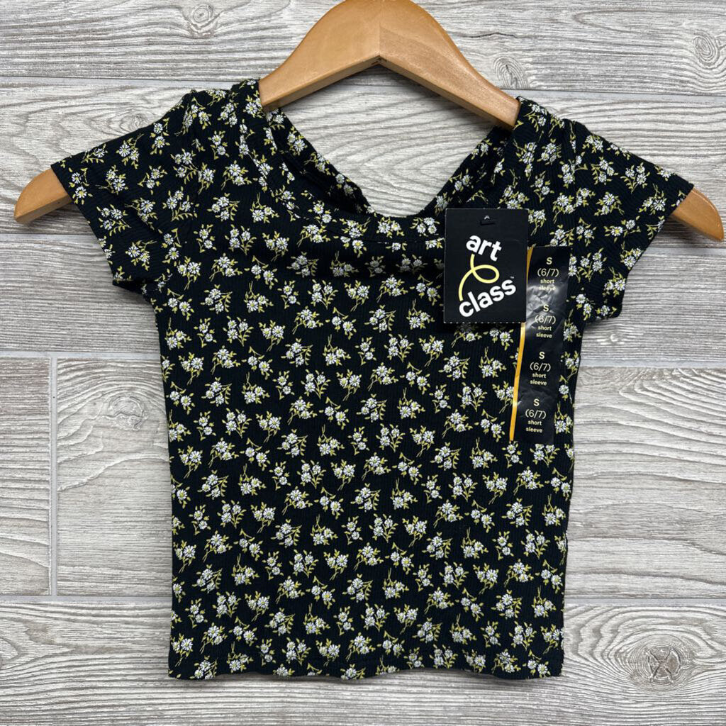 NEW Ribbed Shirt Flowers 6-7