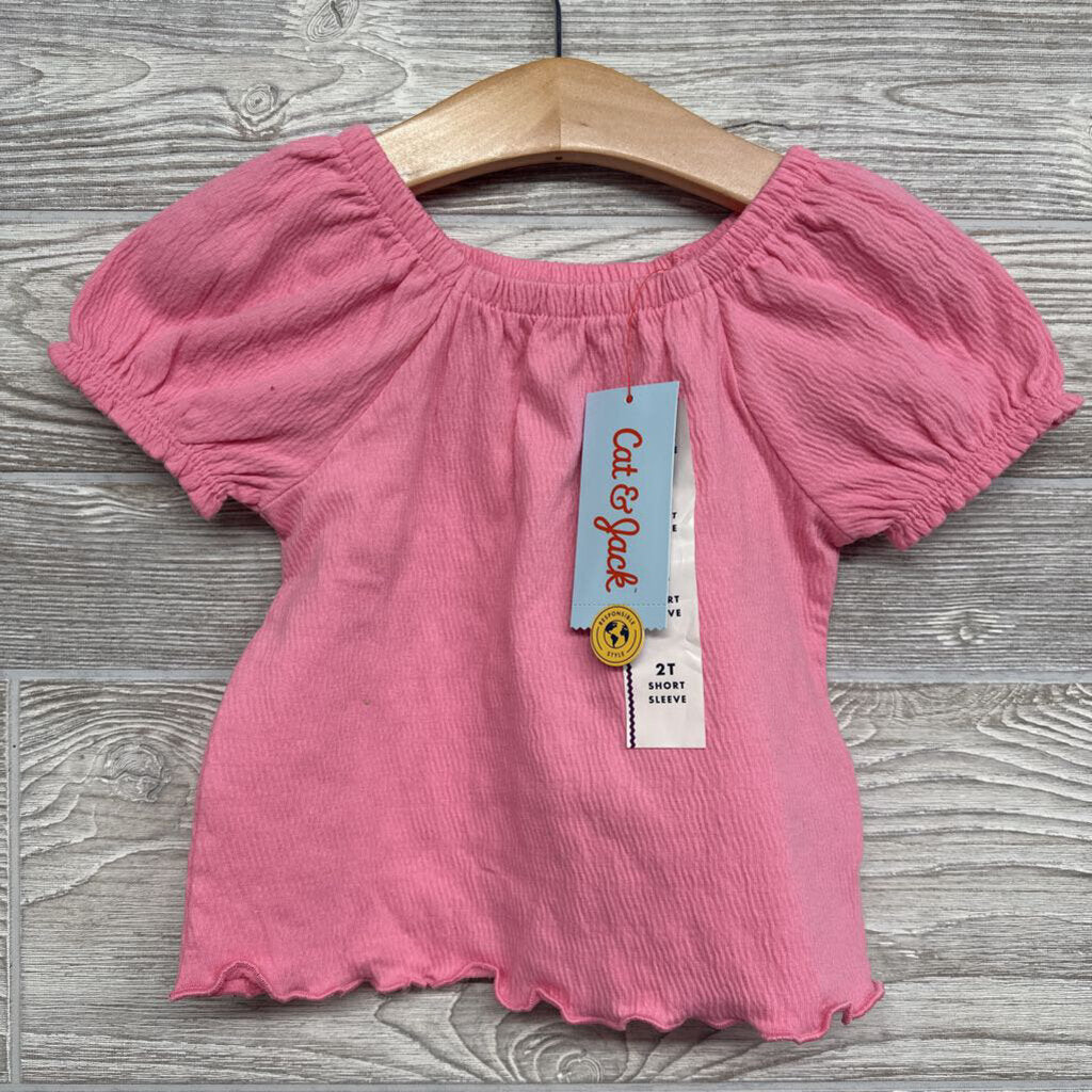 NEW Textured Shirt Lettuce Trim 2t