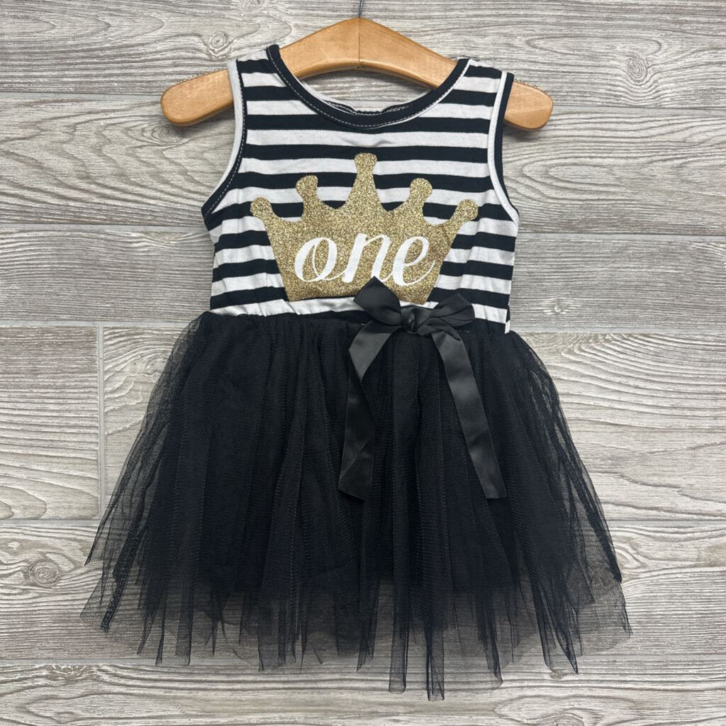 Tutu Tulle Dress Glitter Crown One