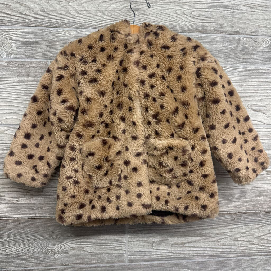 Faux Fur Coat Animal Print 3-4