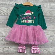 LS Tulle Dress & Leggings Santa's Favorite 18m