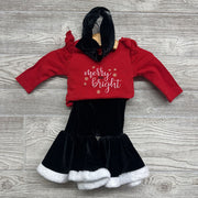 LS Bodysuit & Velour Pants W/ Headwrap Merry And Bright 3m