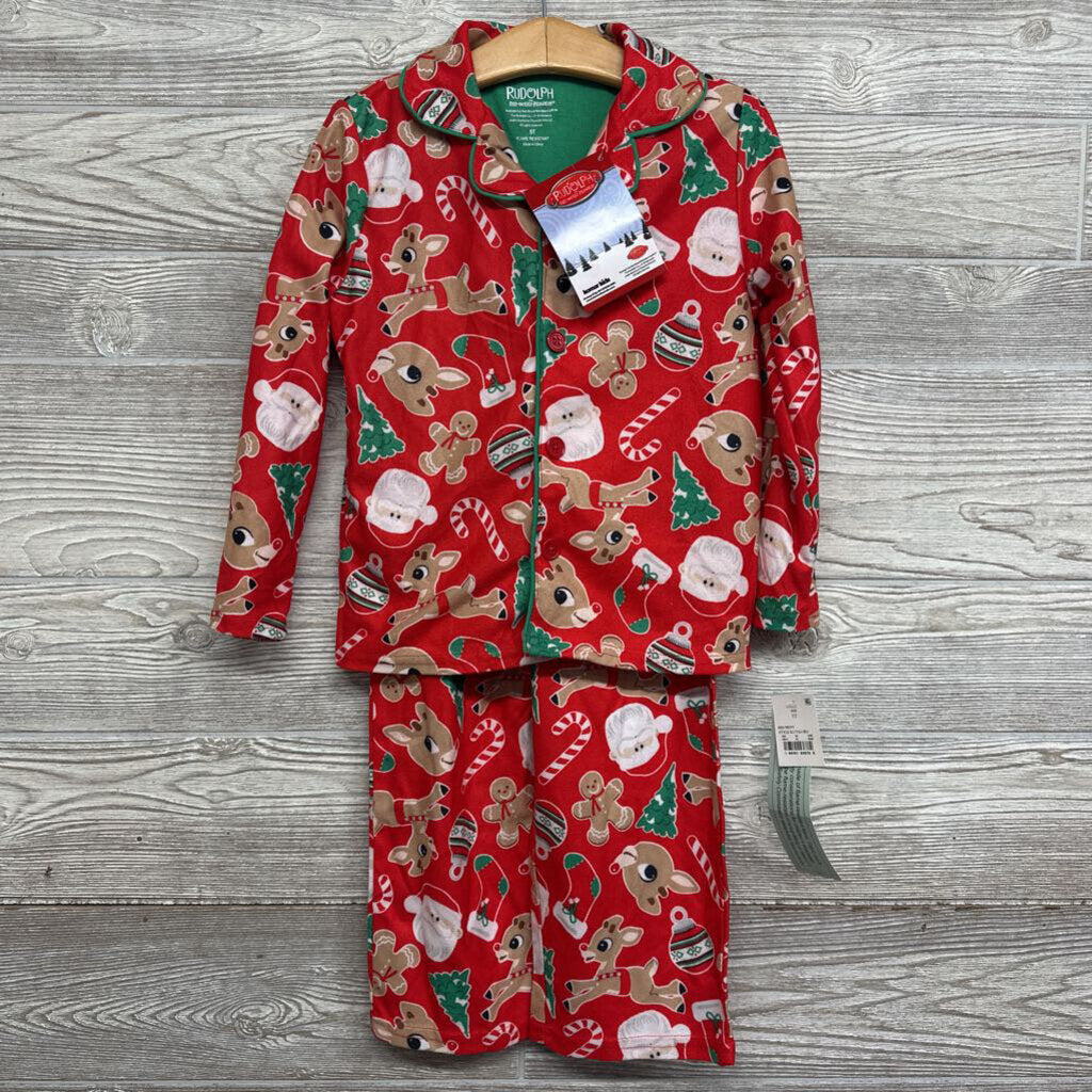 NEW LS Button Up PJs Santa Candy Canes 5t