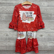 LS Shirt & Ruffle Pants 'Tis The Season Christmas Tree Cakes 2-3t