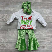 LS Bodysuit & Flare Pants W/ Headwrap The Baby Who Stole Christmas 3-6m