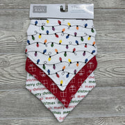 NEW 3 Pk Bandana Bibs Lights Presents Merry Christmas