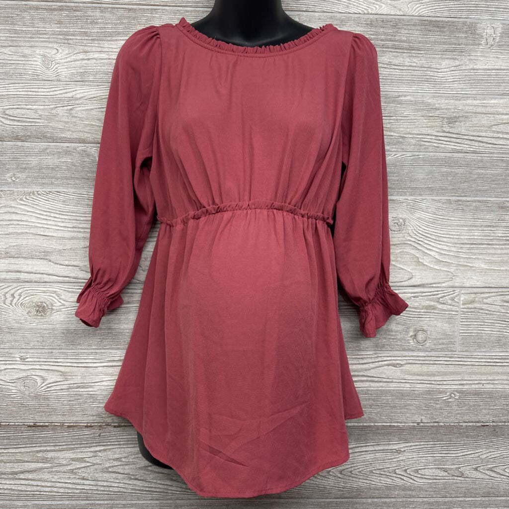 NEW LS Blouse Ruffle Trim Small