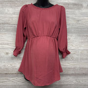 NEW LS Blouse Ruffle Trim Small