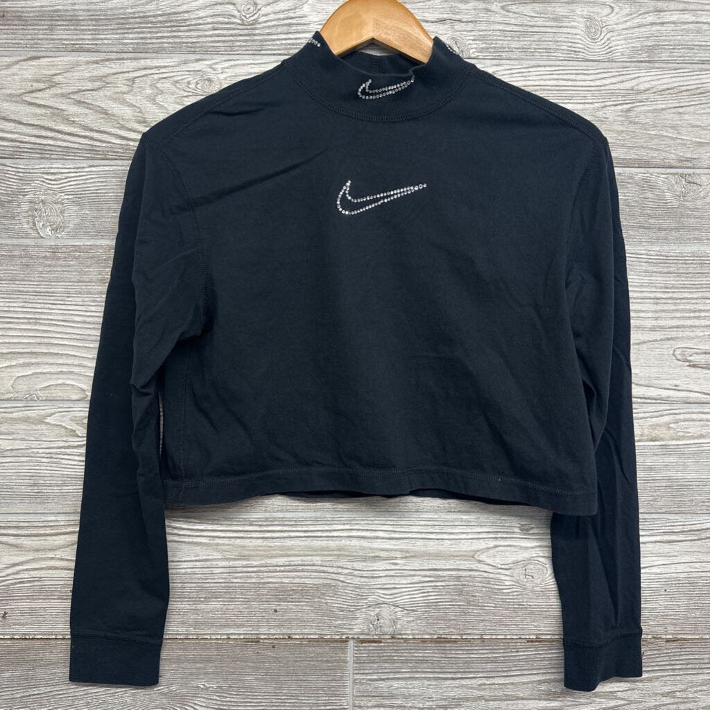 Mock Neck Crop Shirt Rhinestone Swoosh 16