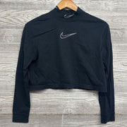 Mock Neck Crop Shirt Rhinestone Swoosh 16