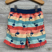 Swim Trunks Stripes Flamingos