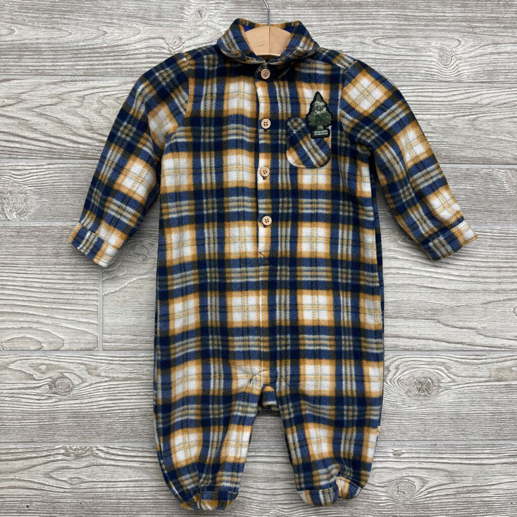 Plaid Fleece Coverall Plaid 6M