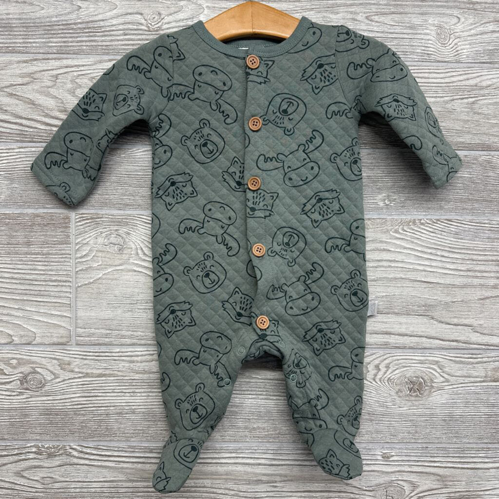 Quilted Button Up Outfit Forest Animals 0-3M