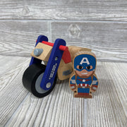 Wooden Captain America Figure & Motorcycle