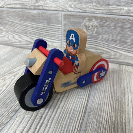 Wooden Captain America Figure & Motorcycle